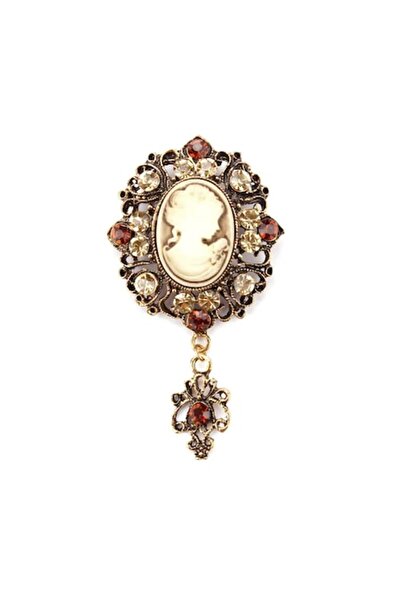 OEM Gold Cameo Brooch in Jewelry Box, Model 27