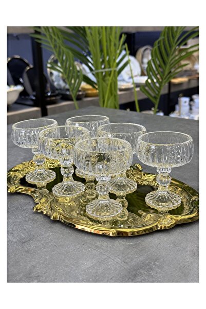 Doğudeko Lvn Lüx 6-Piece Glass Crystal Turkish Delight Serving Bowl with Stand