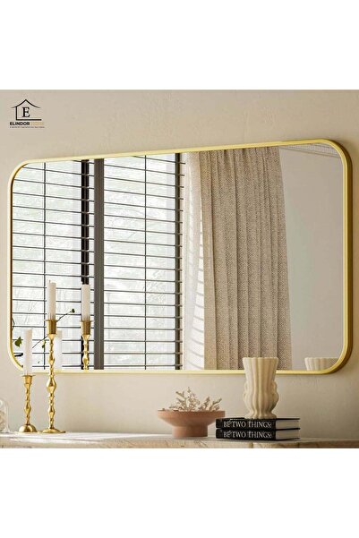 Elindor ® Decorative Mirror 122x75cm Gold Frame, Wall Hanging or Standing, Ha...