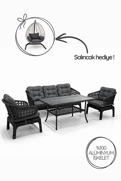 Çavdar Group Cenevre Raddan 3+1+1 Çay Seti SALINCAK HEDİYELİ Bahçe Mobilyası ...