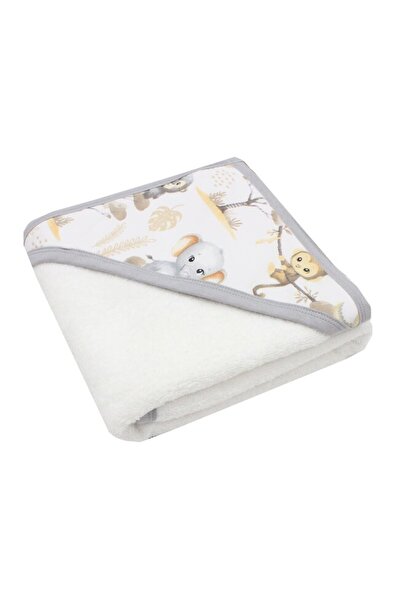 PRICHINDEL Hooded Towel, Cotton, Monkey, White, 80 x 100 cm