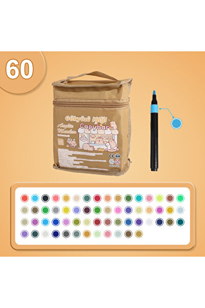 Gökyüzü ışığı Çok Renkli Akrilik Marker Boya Kalem Seti - Çantalı -60 kalem