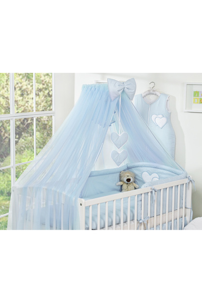 Other Large chiffon mosquito net for a baby's bed with hanging hearts and a b...
