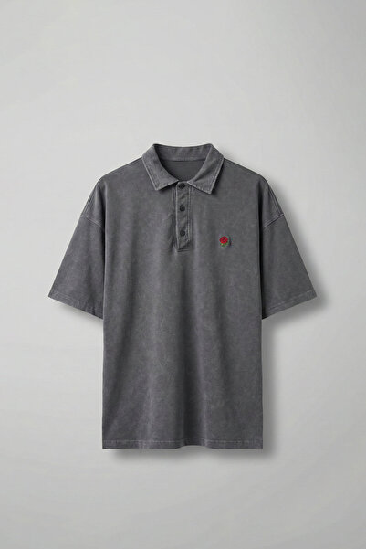 ablukaonline Tricou pentru bărbați, supradimensionat, cu guler polo, cu brode...