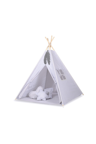 Other Tipi tent for children + feather pendants - mini - Rosette gray