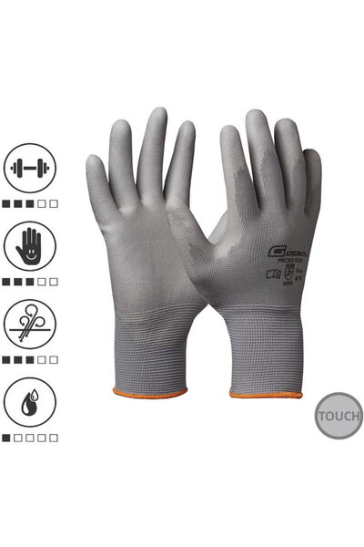 GEBOL 709244G, Micro Flex Protective Gloves, Polyester, Polyurethane Coating,...