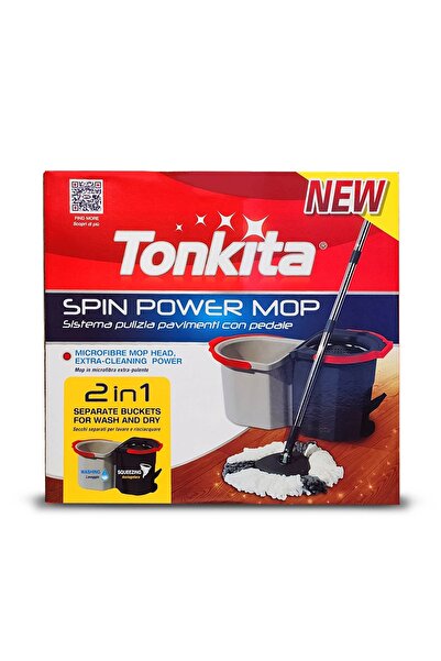 Tonkita Spin Power Mop & Bucket Set with Pedal – 2-in-1 Floor Cleaning System
