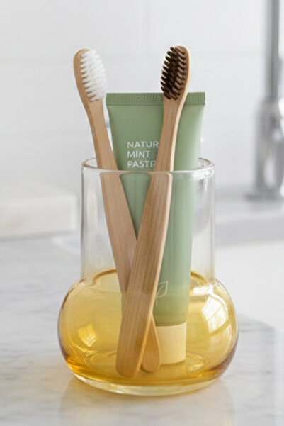 Oduman Modern Minimalist Cam Diş Fırçalık - Banyo Organizeri (11 cm) - Kehrib...