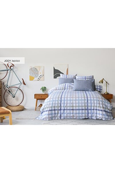 İyi Geceler İstanbul 100% Cotton Ranforce Single Bedding Set Jody Indigo