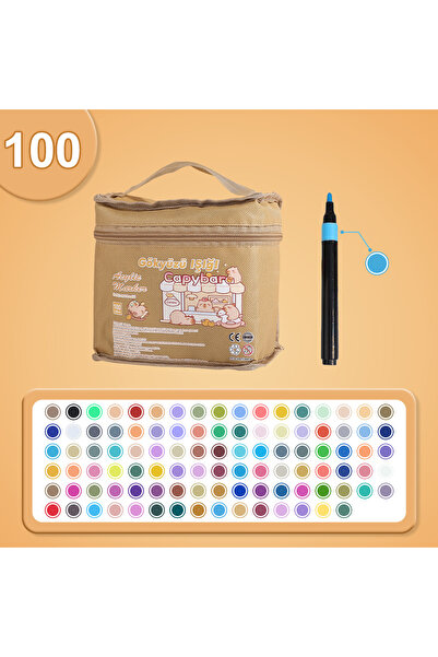 Gökyüzü ışığı Çok Renkli Akrilik Marker Boya Kalem Seti - Çantalı - 100 Kalem