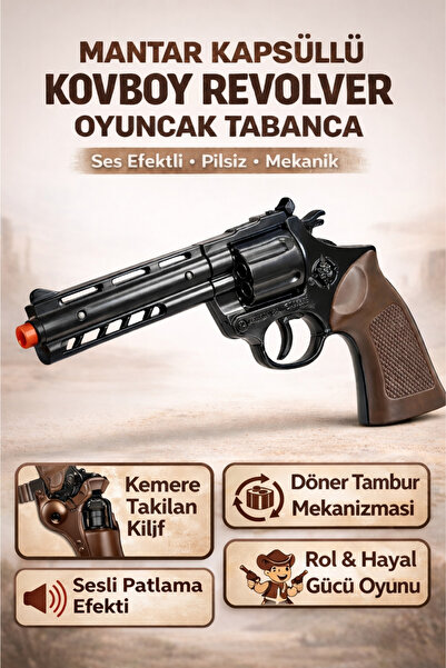 TRENDZONE Mantar Kapsüllü Kovboy Revolver Metal Tabanca Kılıflı | Sesli Patla...