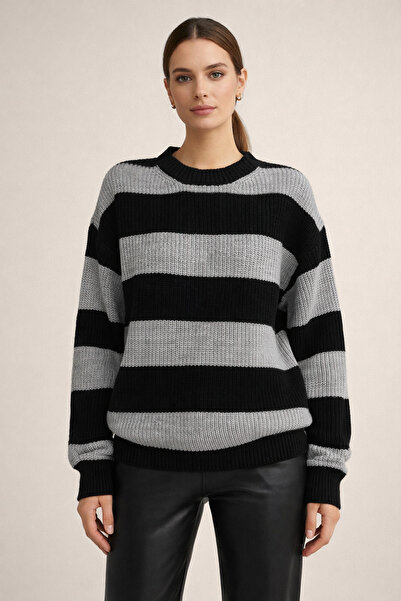 FERHEL Crew Neck Knitwear Sweater Thessaloniki Knit -Black
