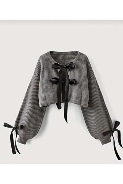 BULGUN BUTİK FİYONK Detaylı Bağlamalı Trend Triko Hırka