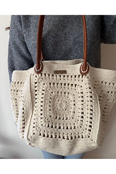 Nillys Women's Cotton Thread Bamboo Handle Handbag