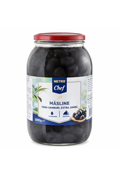 Metro Chef Măsline negre extra, fără sâmburi, jumbo, calibru 161-180, Metro C...