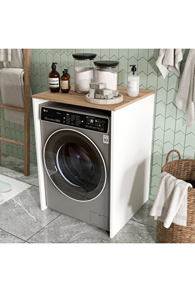 Robin Home Alaska Çamaşır Makinesi Dolabı Sepet-Beyaz