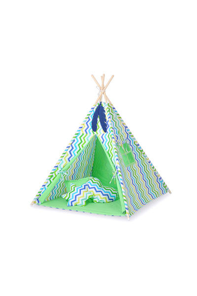 Other Cort Tipi pentru copii + Pandantive cu pene - Verde și Albastru Chevron