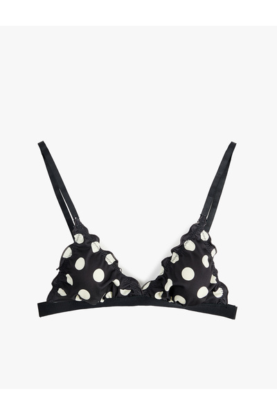 Koton Women'S Black Design Polka Dot Bra