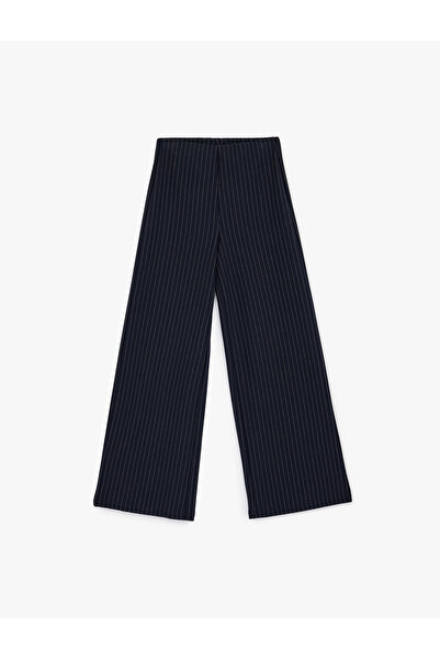 Koton Women'S White Stripe Wide Leg Trousers