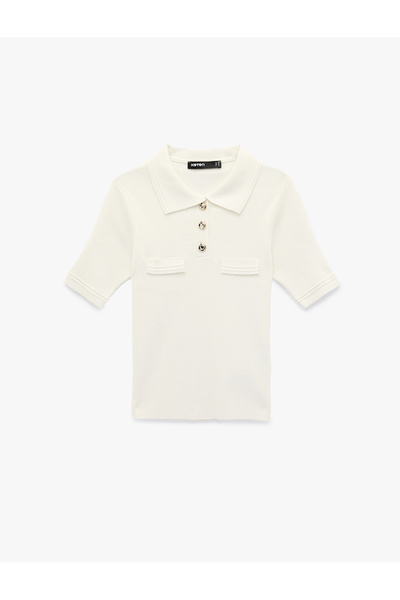 Koton Women'S Ecru Polo Neck Sweater