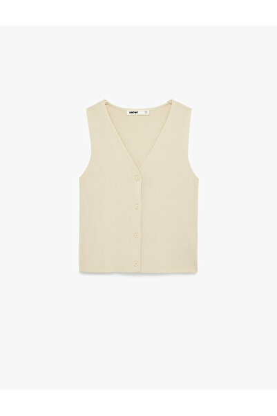 Koton Women'S Cream Knitted Vest
