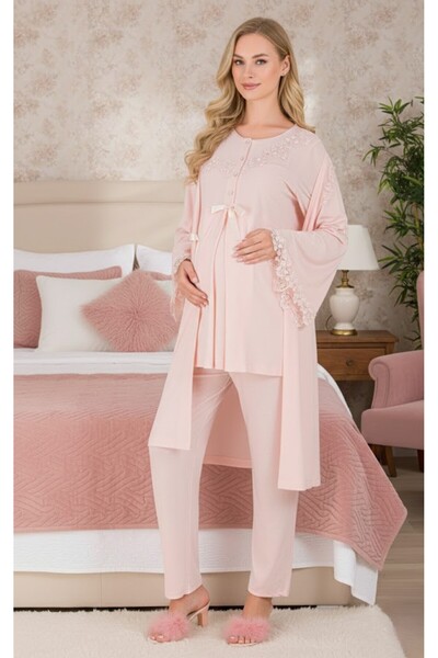PREGNANT WORLD New Season Pink Elegant Lace Embroidered Long Sleeve Design Ma...