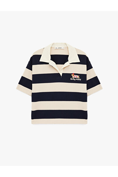 Koton Women'S Beige Stripe Teenage Tshirt Ss