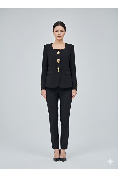 Moda İlgi MODAİLGİ Kare Yaka Uzun Kol Ceket 75014