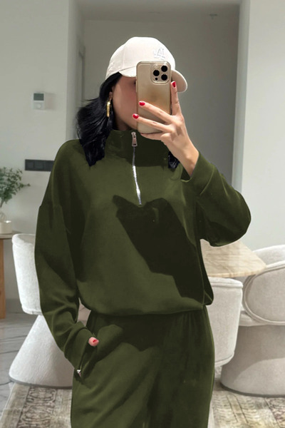 YAKAMEL Women's Modal Soft Combed Cotton Standing Collar Half Zipper Long Sle...