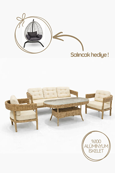 Çavdar Group Lozan Raddan 3+1+1 Çay Seti SALINCAK HEDİYELİ Bahçe Mobilyası El...