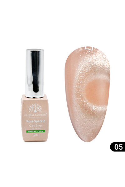 global fashion Set de 3 unități: Ojă semipermanentă ochi de pisică Rose Spark...