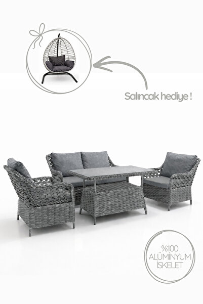 Çavdar Group İcon Raddan 2+1+1 Çay Seti SALINCAK HEDİYELİ Bahçe Mobilyası El ...