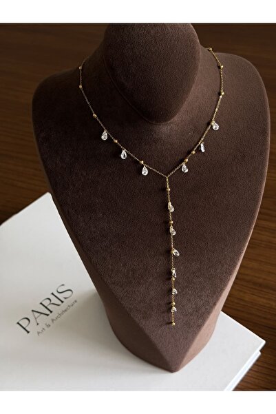 Twenty Eight Stone Y Necklace Steel