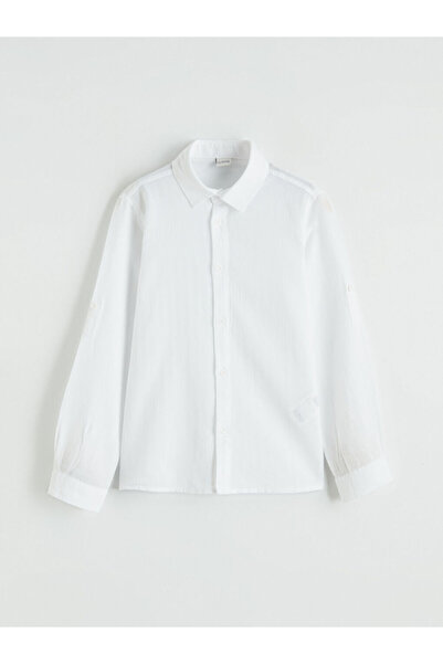 LC Waikiki Λευκό πουκάμισο για αγόρια από γαμπαρντίνα