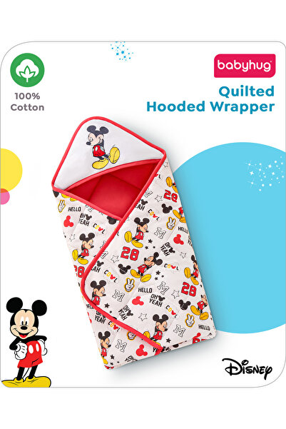 Babyhug Disney Premium Cotton Hooded Wrapper, Mickey Mouse Theme, 100% Cotton...