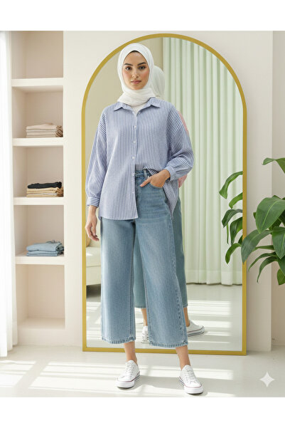 bellura Striped Long Back Loose Shirt