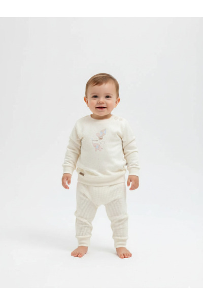 The-kid.co Baby Boy Little Dreamer Elephant Set-Ecru