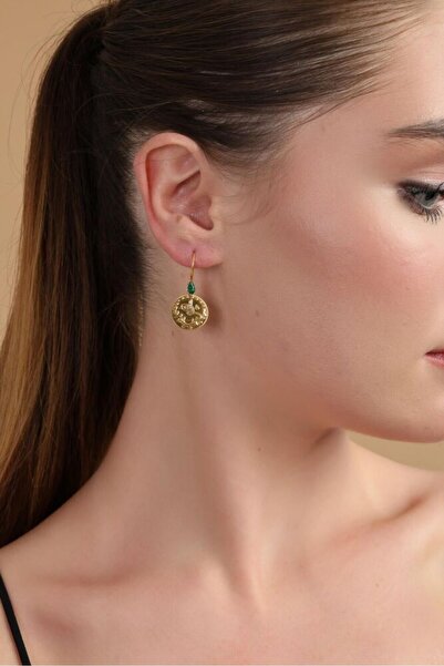 Sembol Gold Reşat Küpe 14 Ayar Altın Emerald