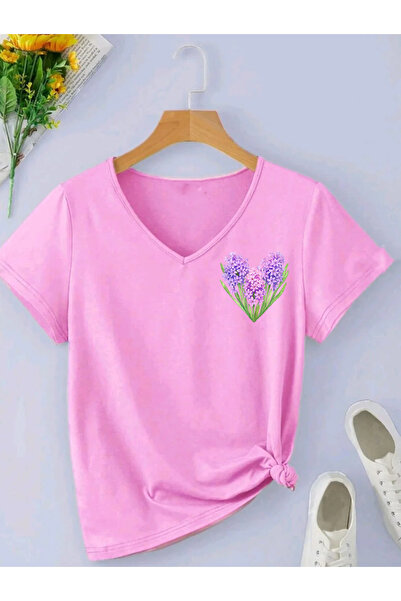 SUNFREE Mix Flowers Printed V-Neck Cotton Combed Cotton Short Sleeve Women's ...