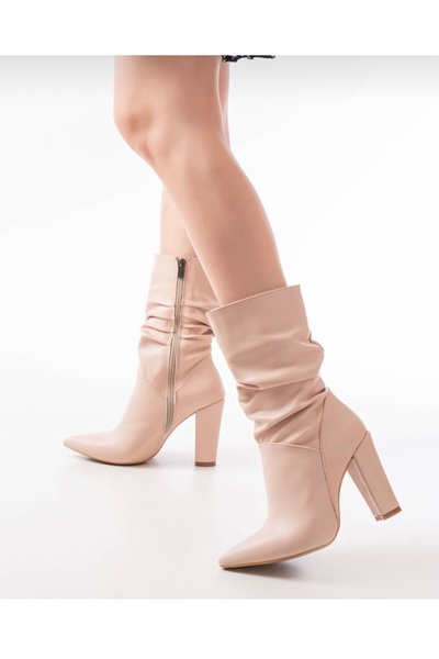 BARIŞ AKBULUT Nude Color Bellows Ankle Boots