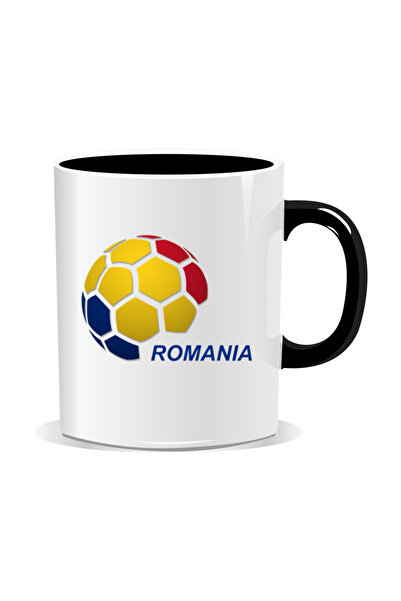 OEM Personalized mug with messages for Romanian fans, tricolor soccer ball wi...
