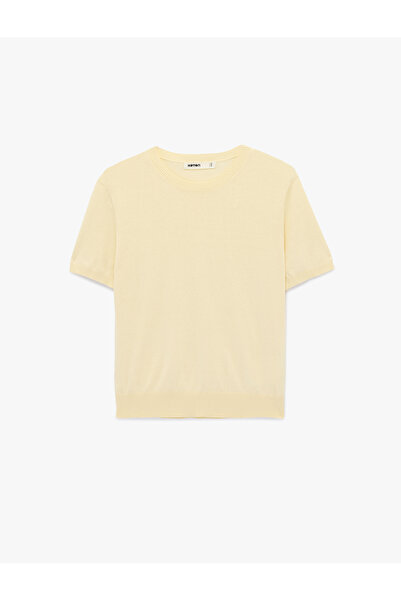 Koton Women'S Yellow Short Sleeve Sweater