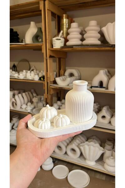 MeviDecor Dekoratif Bal Kabağı Seti | 4-3-2 Cm Mini Kabaklar + 10 Cm Çizgili ...