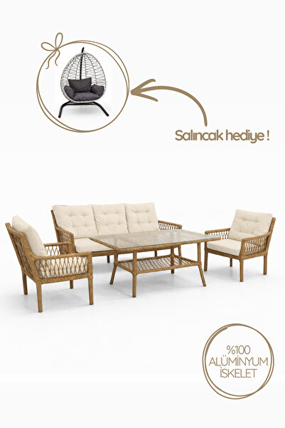 Çavdar Group Oslo Raddan 3+1+1 Oturma Grubu SALINCAK HEDİYELİ Bahçe Mobilyası...