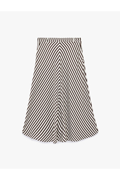 Koton Women'S Brown Design Maxi Striped Skirt