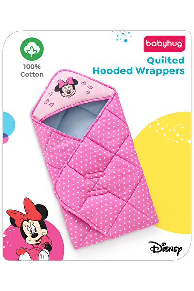 Babyhug Disney Premium Cotton Hooded Wrapper, Minnie Mouse Theme, 100% Cotton...