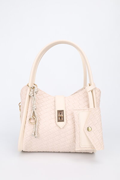 NOTHING Γυναικεία τσάντα χεριού και ώμου με κρεμώδη λάμψη και λεπτομέρεια πορ...