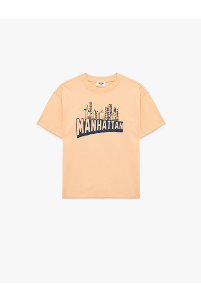 Koton Boy'S Orange Printed Cotton T-Shirt