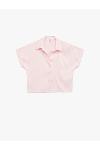 Koton Women'S Pink Oversize Satin Shirt