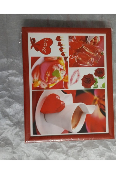 esdekor Heart-Shaped Coffee Cushioned Patterned Enjoyment Tray 1 Piece